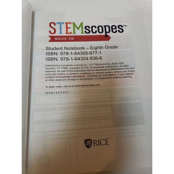 STEMscopes Student Notebook Eighth Grade Textbook WA Homeschool Science 2018 - Picture 7 of 12
